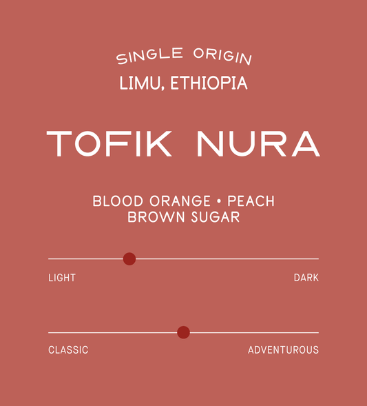 Verve Coffee Roasters - Tofik Nura - Scent Profile - Single Origin - Limeu, Ethiopia - Tasting Notes: Blood Orange, Peach, Brown Sugar - Light + Classic