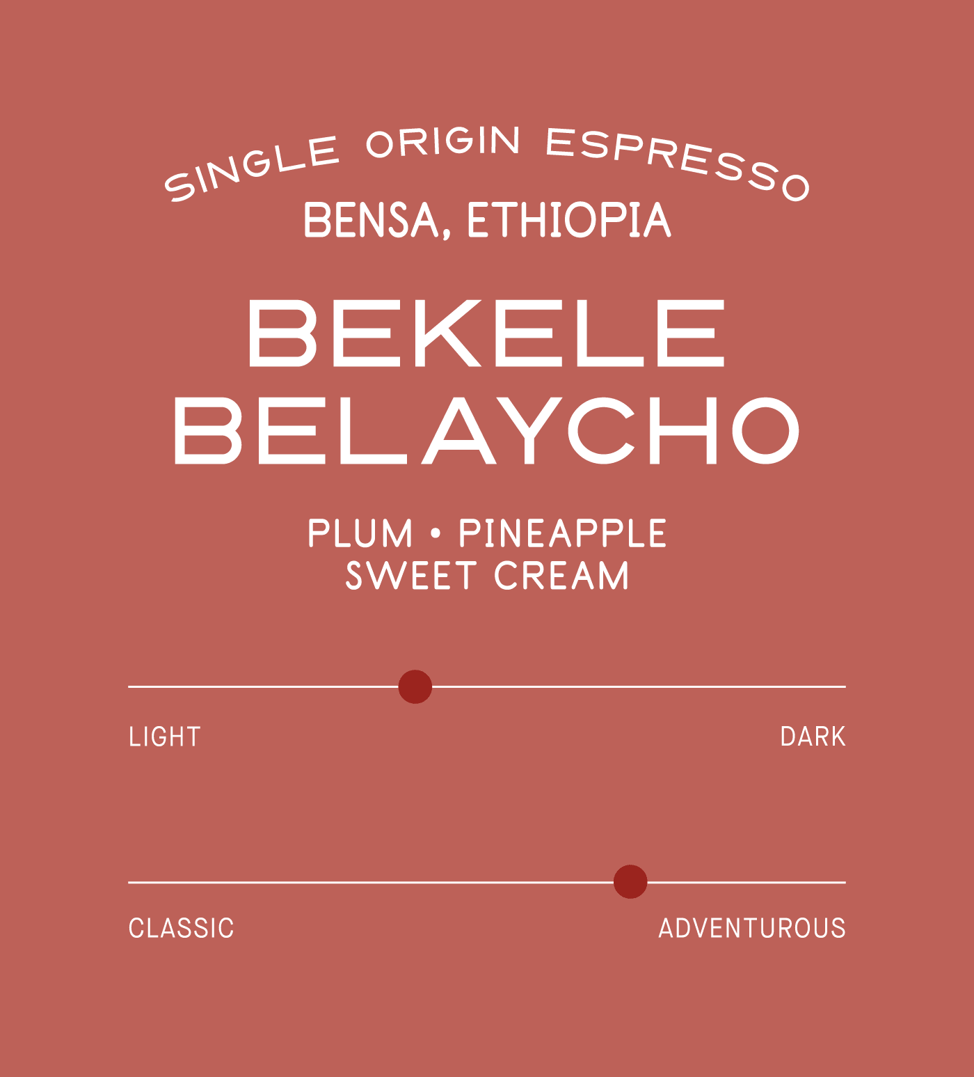 Verve Coffee Roasters - Bekele Belaycho Espresso - Scent Profile - Single Origin Espresso - Bensa, Ethiopia - Tasting Notes: Plum, Pineapple, Sweet Cream - Light + Adventurous