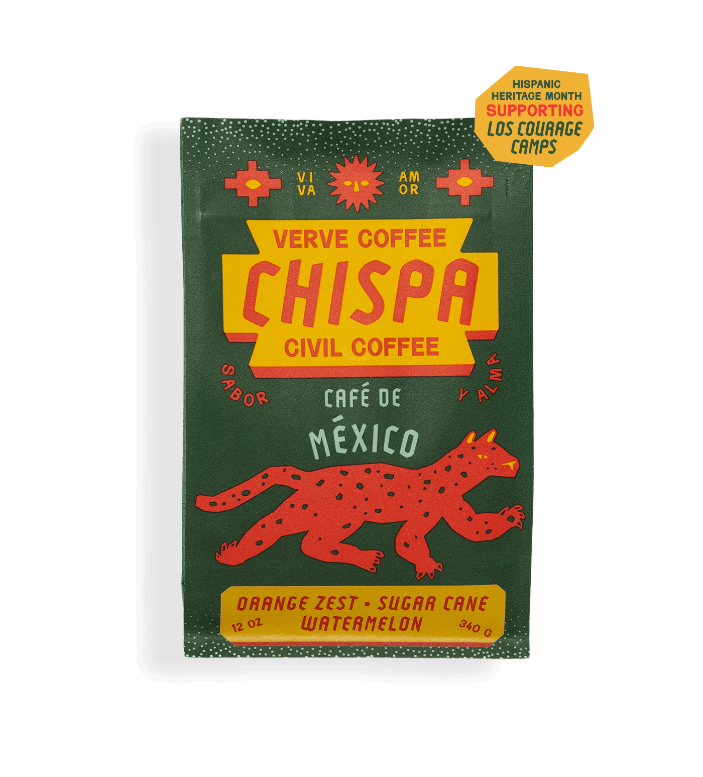 Verve Coffee Roasters x Civil Coffee - Chispa Blend - Hispanic Heritage Month - Supporting Los Courage Camps - Viva Amor - Sabor Y Alma - Cafe de Mexico - Orange Zest, Sugar Cane, Watermelon - 12oz - 340g