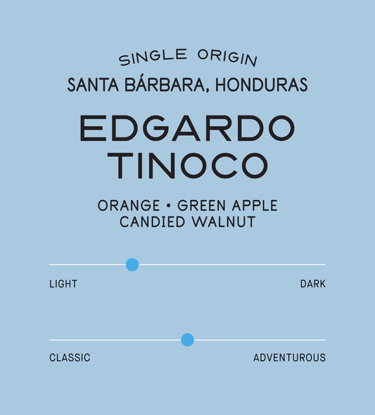 Verve Coffee Roasters - Edgardo Tinoco - Scent Profile - Single Origin - Santa Barbara, Honduras - Tasting Notes: Orange, Green Apple, Candied Walnut - Light + Classic