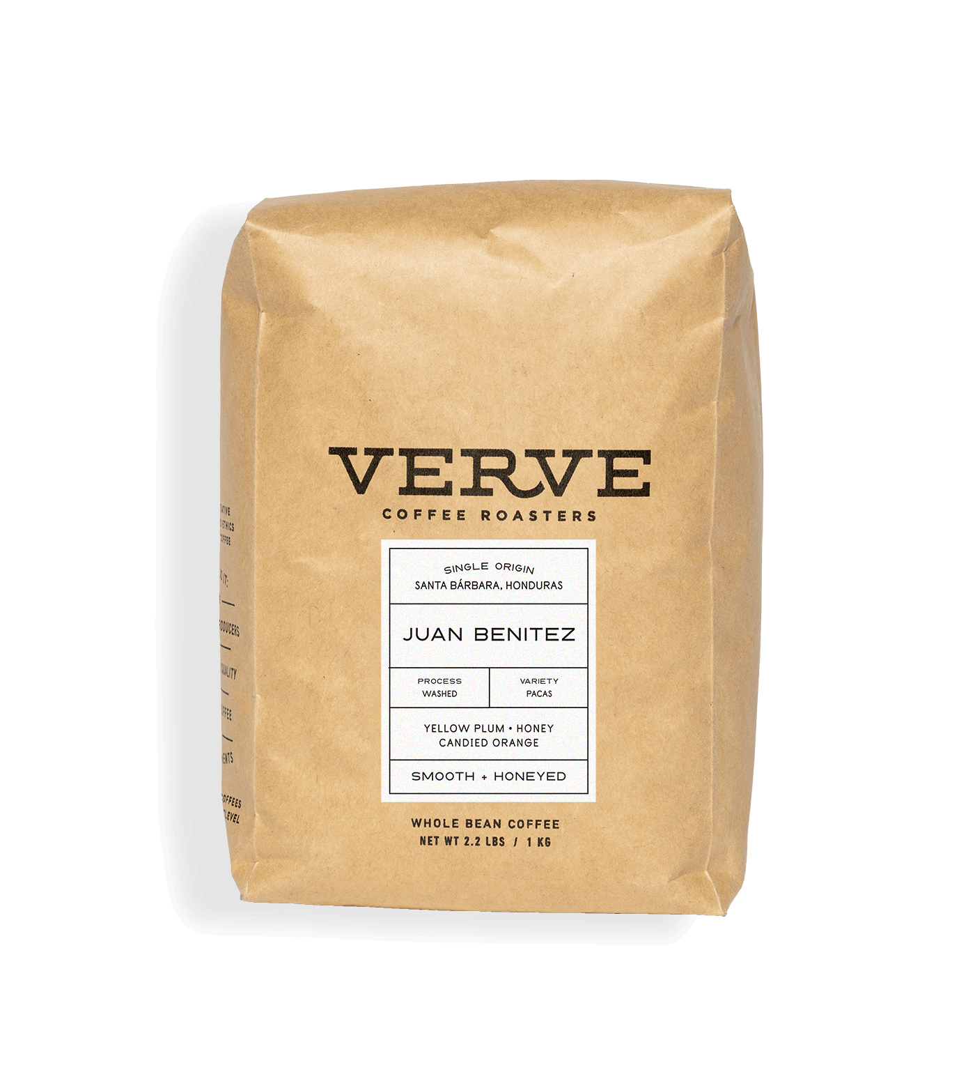 Verve Coffee Roasters - Juan Benitez - 1kg - Single Origin - Santa Barbara, Honduras - Process: Washed - Variety: Pacas - Tasting Notes: Yellow Plum, Honey, Candied Orange - Smooth & Honeyed - Whole Bean Coffee - 2.2 lbs / 1 kg